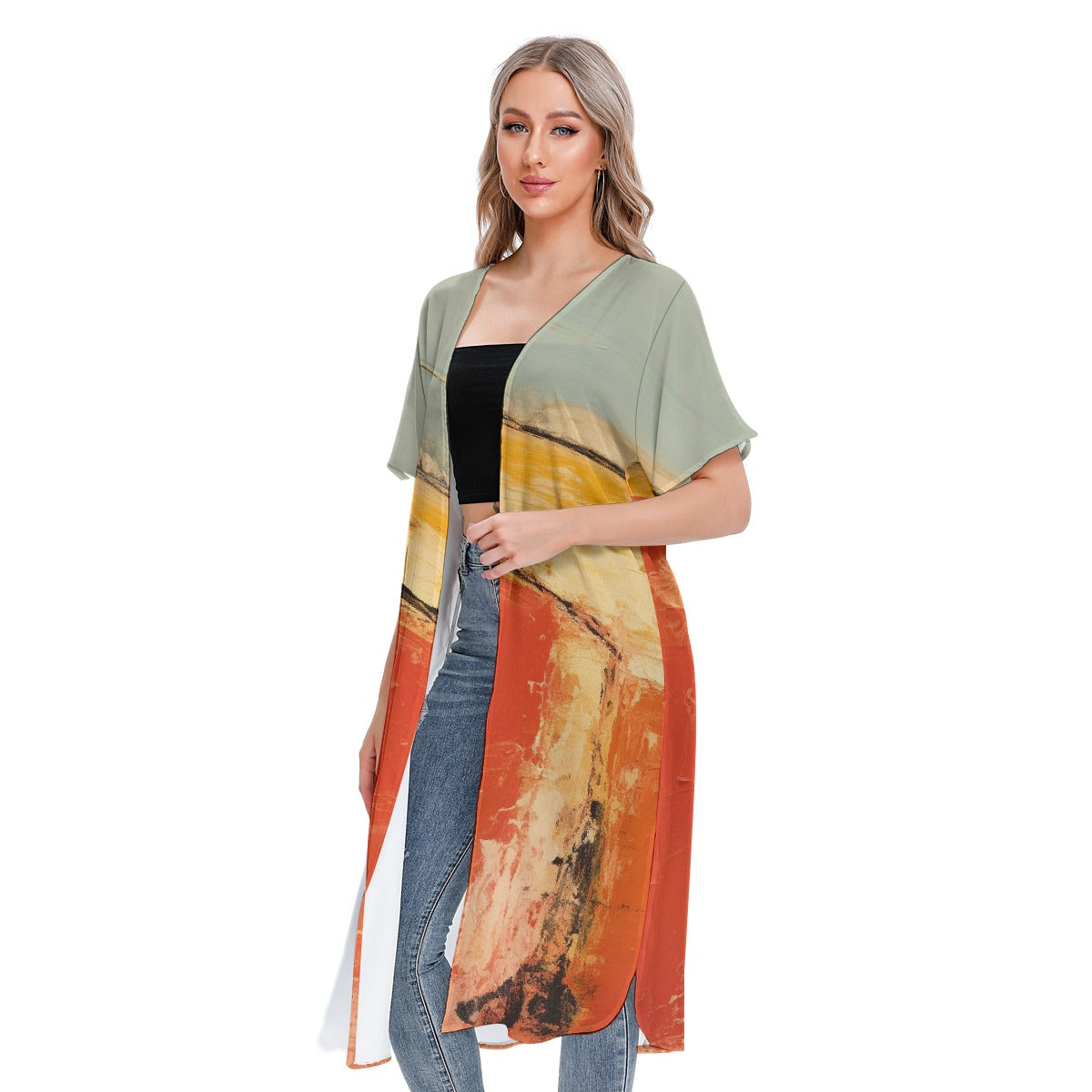 All-Over Print Women's Short Sleeve Cardigan