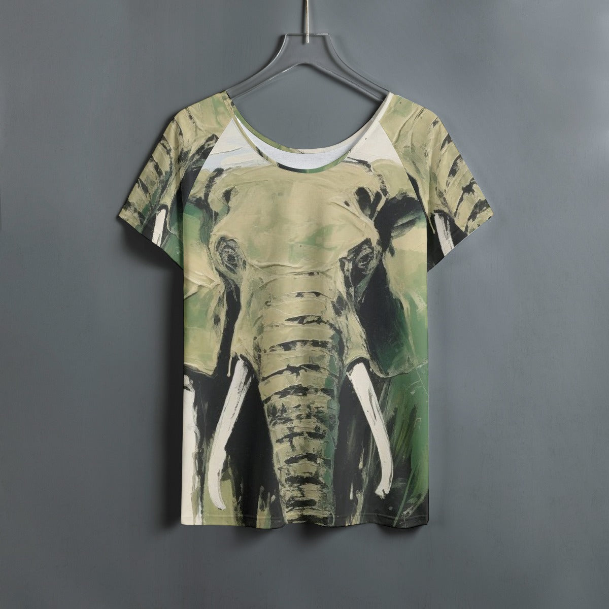 All-Over Print Women's Round Neck T-shirt With Raglan Sleeve