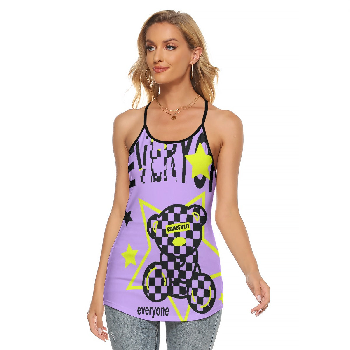 All-Over Print Women's Criss-Cross Open Back Tank Top