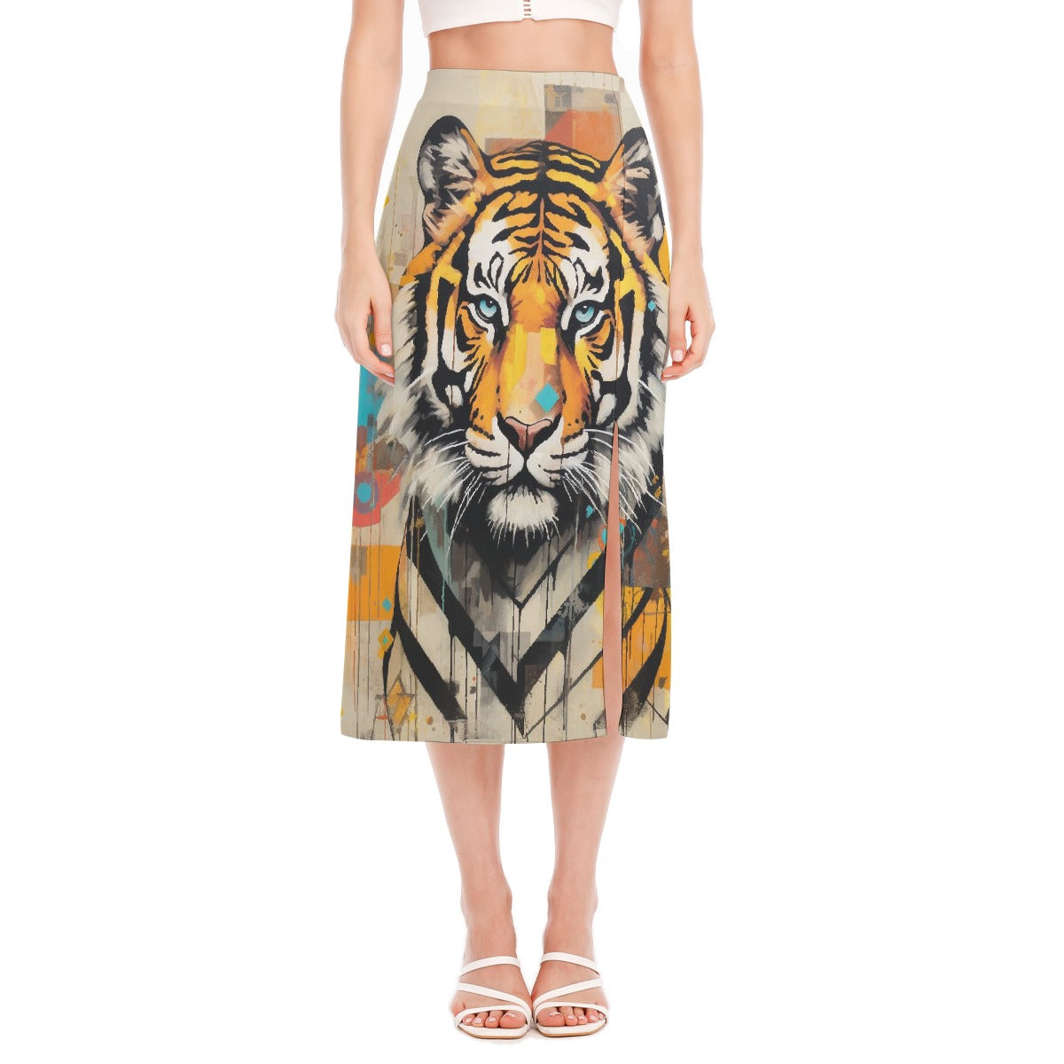 All-Over Print Women's High Slit Long Skirt