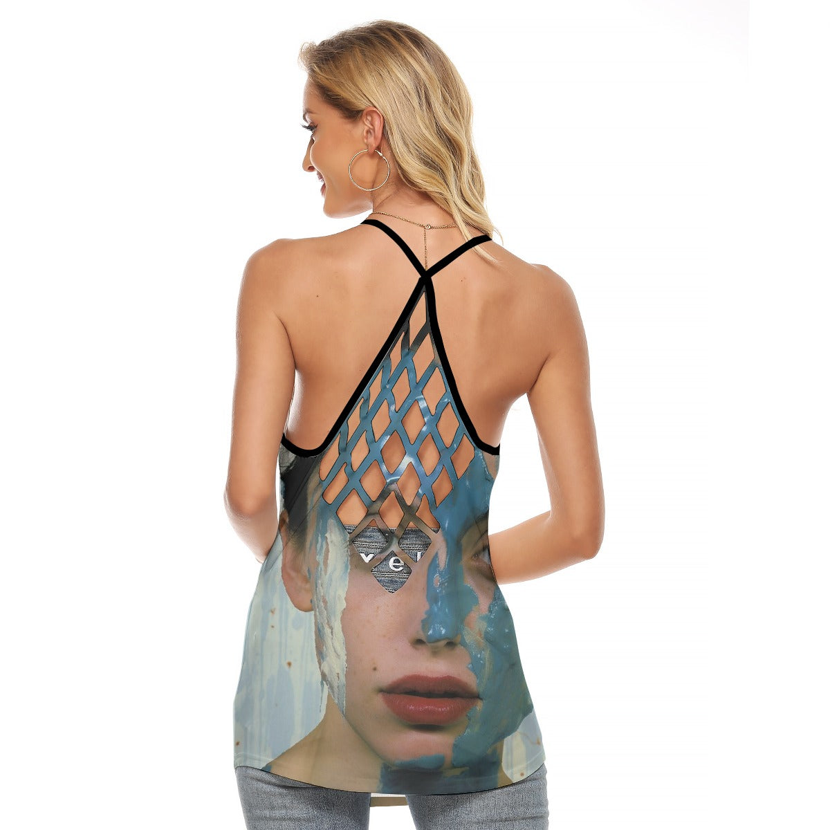 All-Over Print Women's Criss-Cross Open Back Tank Top