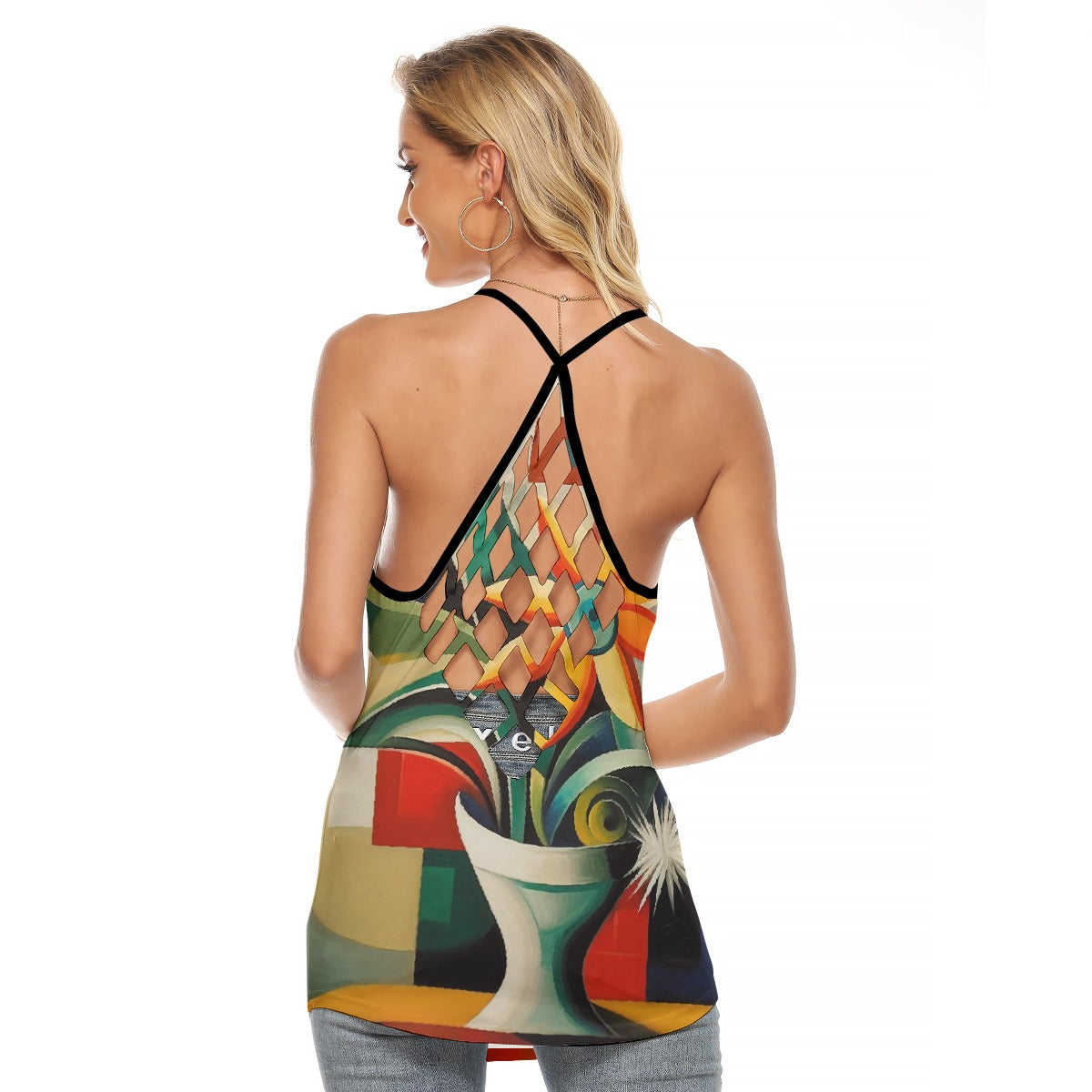 All-Over Print Women's Criss-Cross Open Back Tank Top