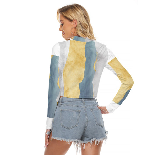 All-Over Print Women's Hollow Chest Keyhole Tight Crop Top