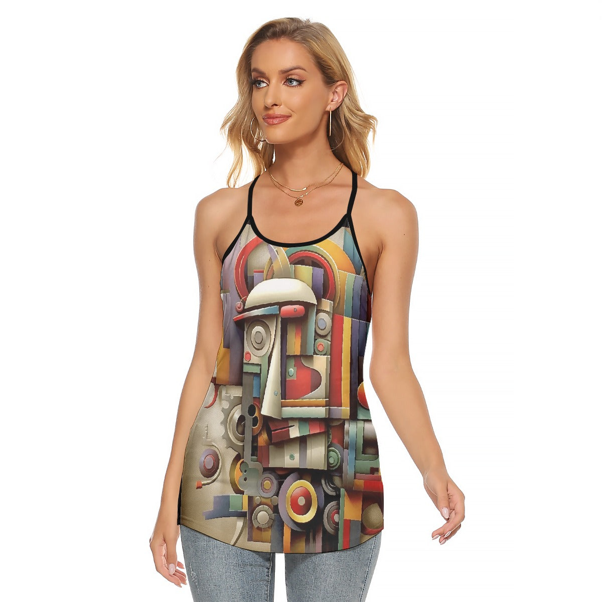 All-Over Print Women's Criss-Cross Open Back Tank Top