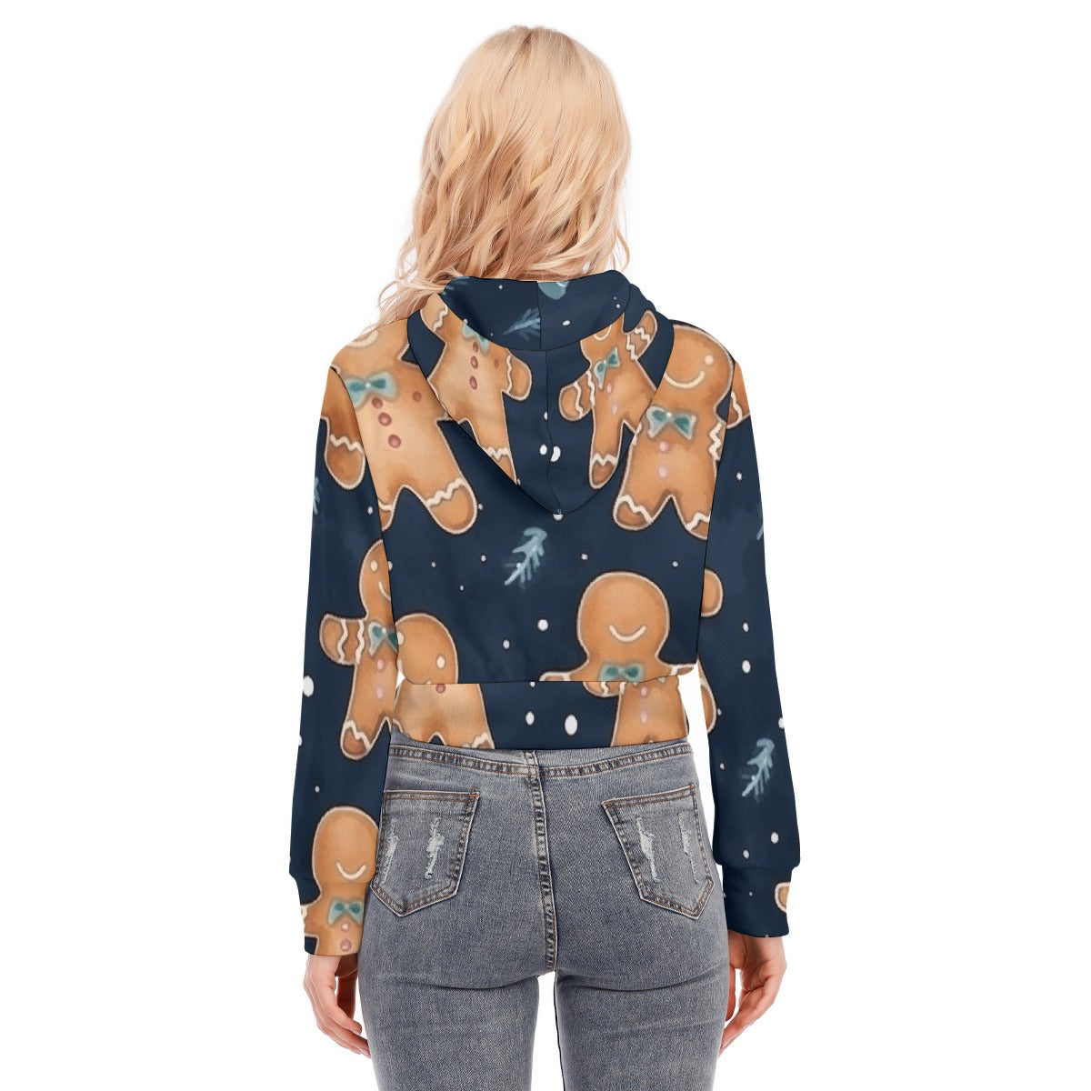 All-Over Print Women's Crop Top Hoodie With Zipper Closure