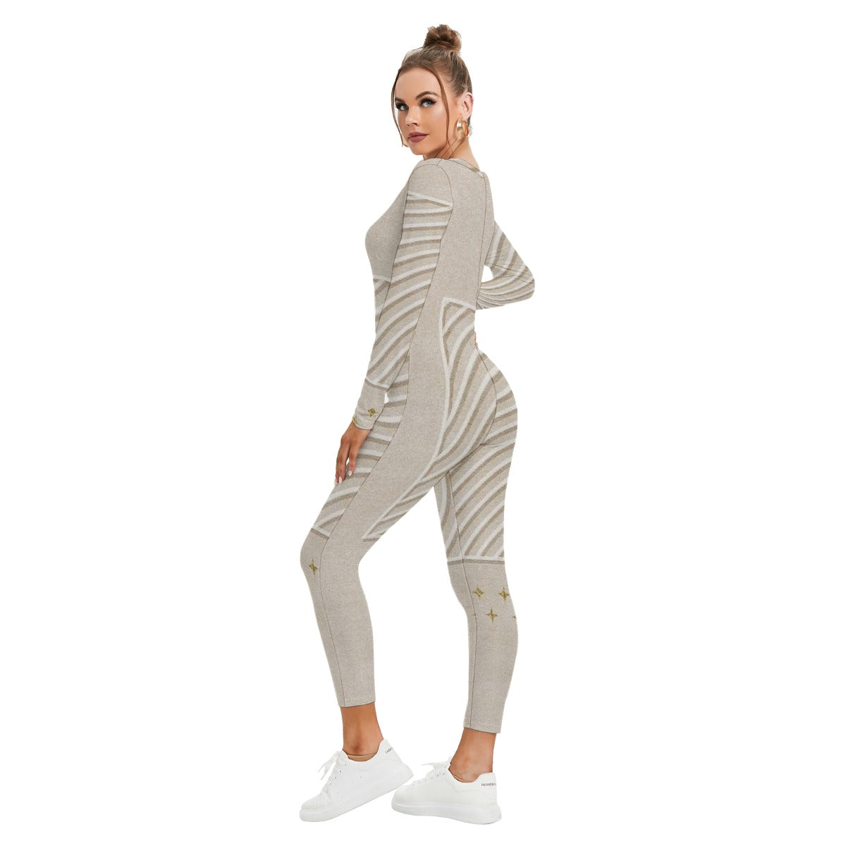 All-Over Print Women's Plunging Neck Jumpsuit