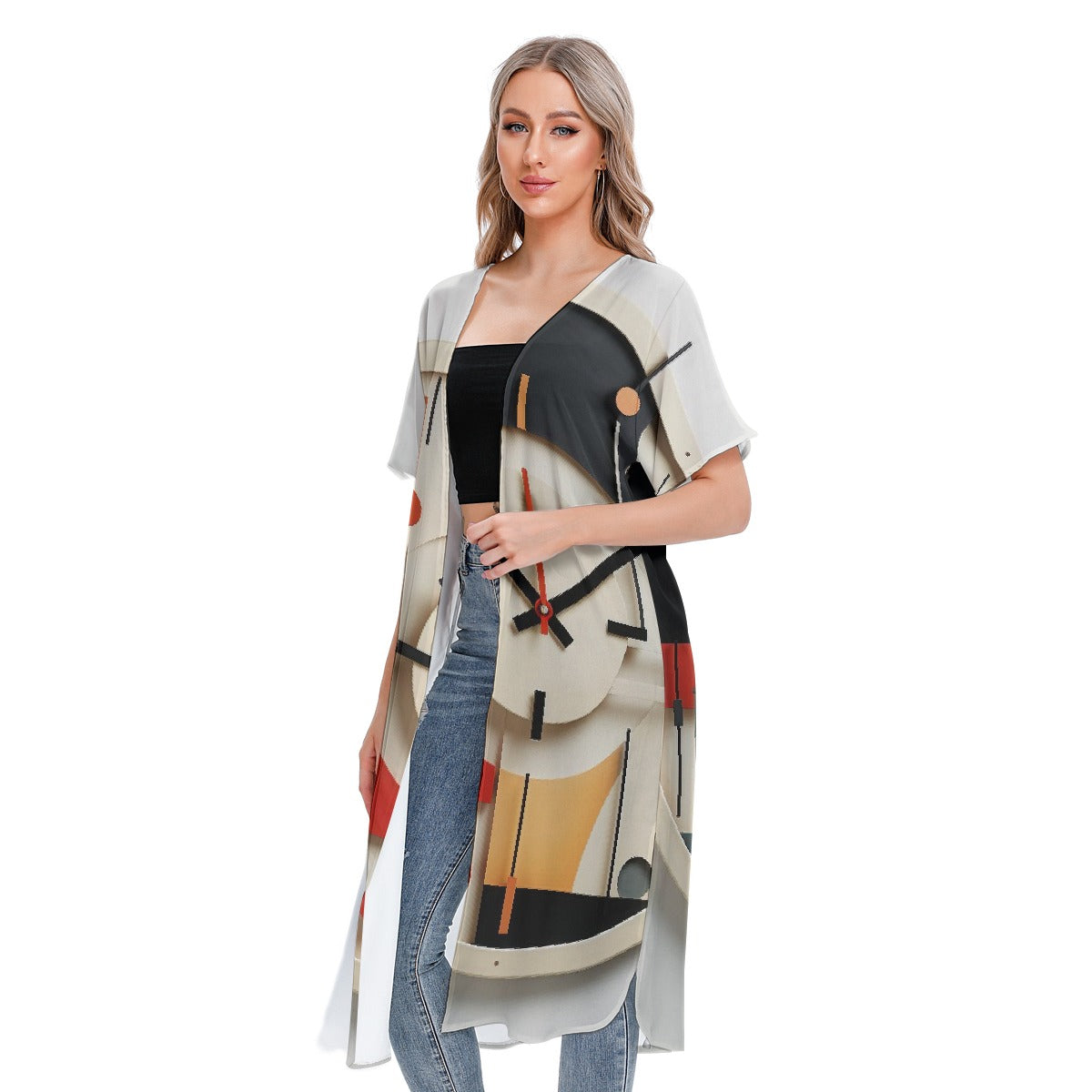 All-Over Print Women's Short Sleeve Cardigan