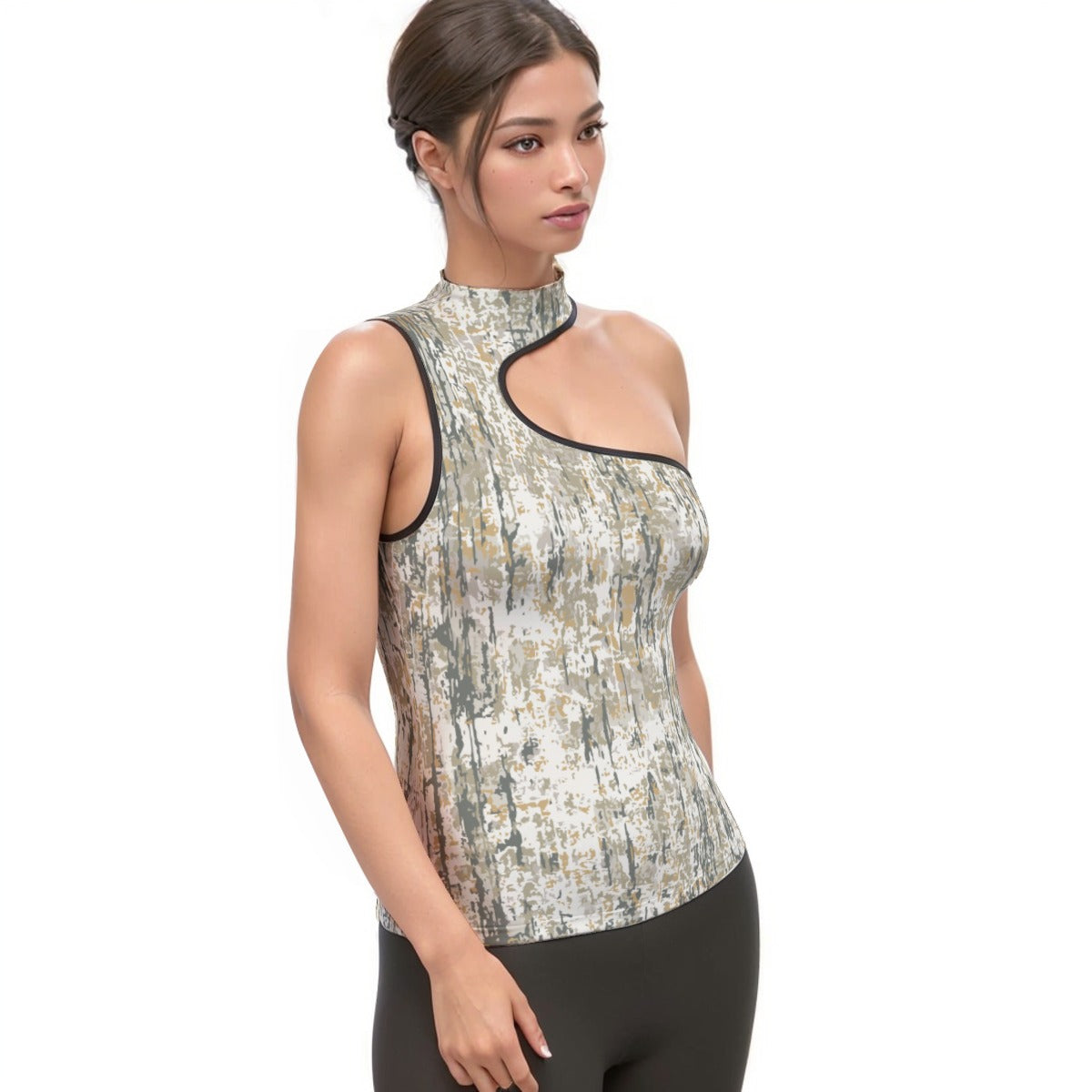 All-Over Print Women's Halter Sleeveless Asymmetrical Tank Top