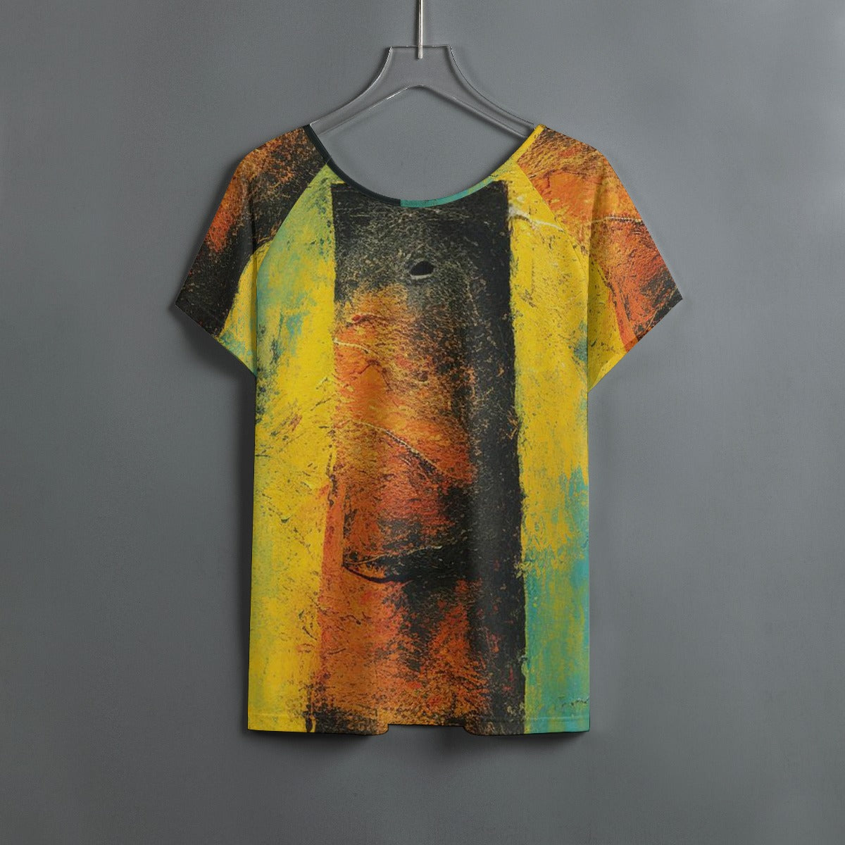 All-Over Print Women's Round Neck T-shirt With Raglan Sleeve
