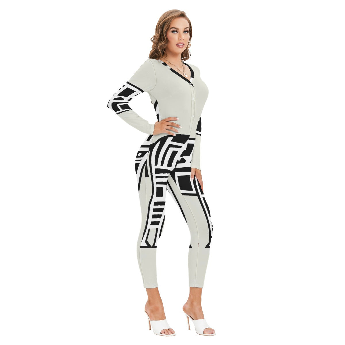 All-Over Print Women's Plunging Neck Jumpsuit