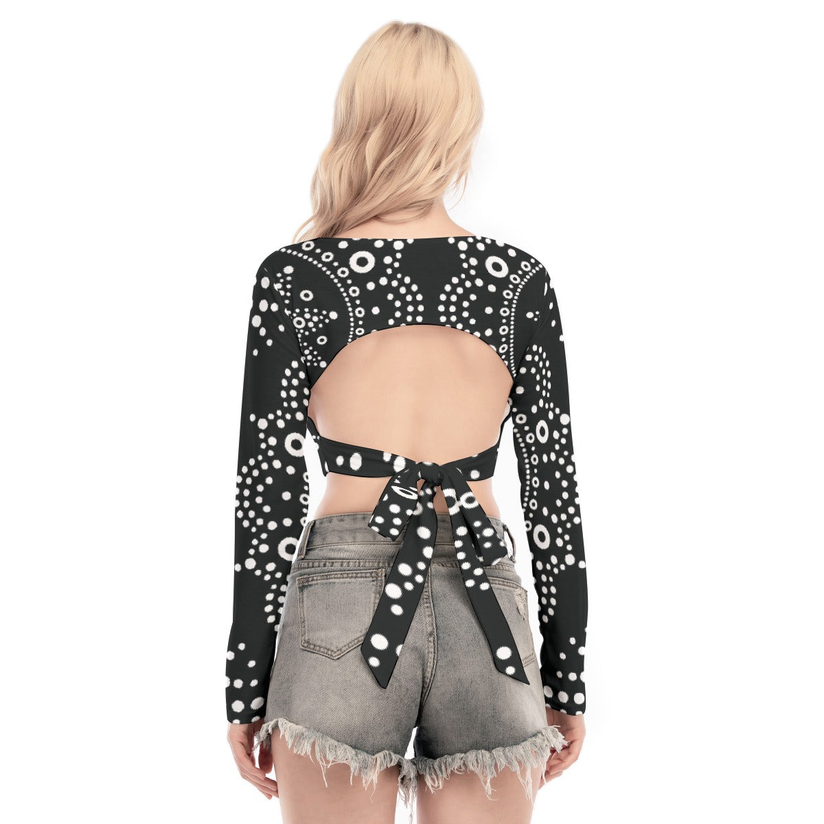 All-Over Print Women's Back Hollow T-shirt With Strap