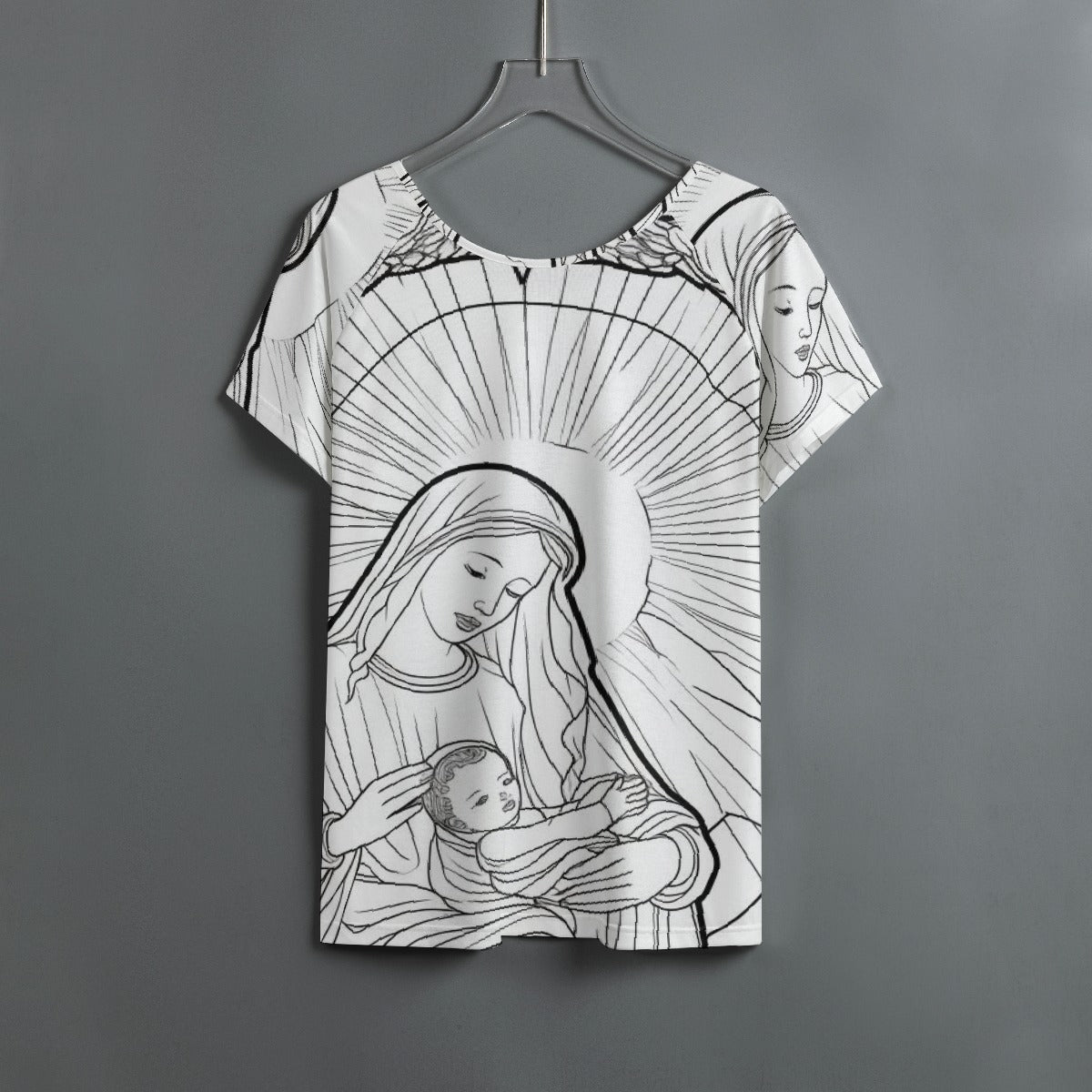 All-Over Print Women's Round Neck T-shirt With Raglan Sleeve