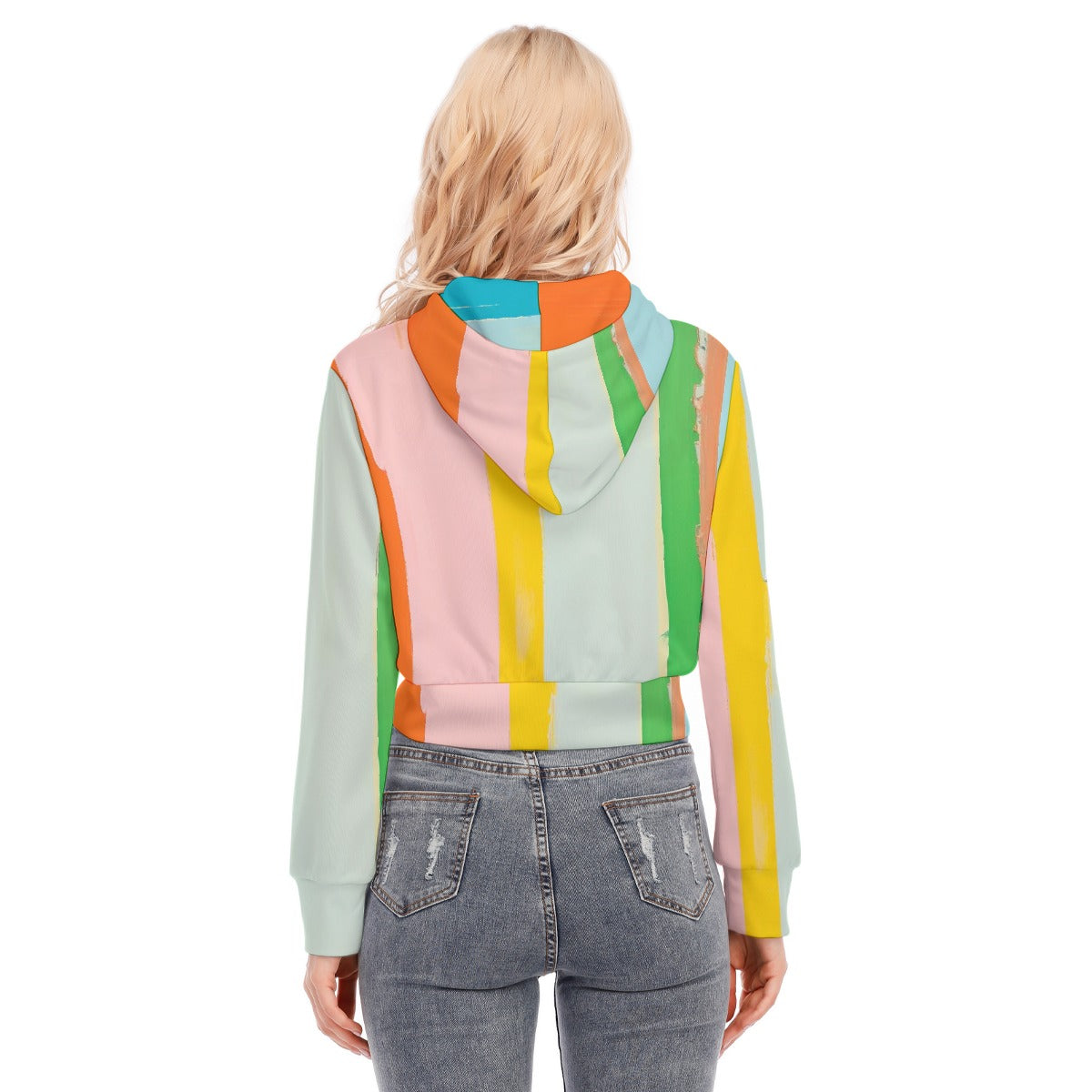 All-Over Print Women's Crop Top Hoodie With Zipper Closure