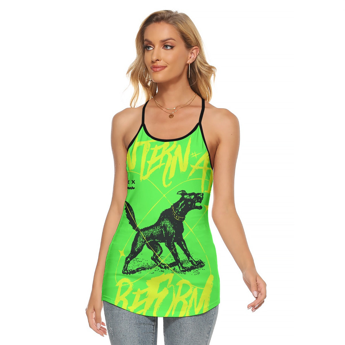 All-Over Print Women's Criss-Cross Open Back Tank Top