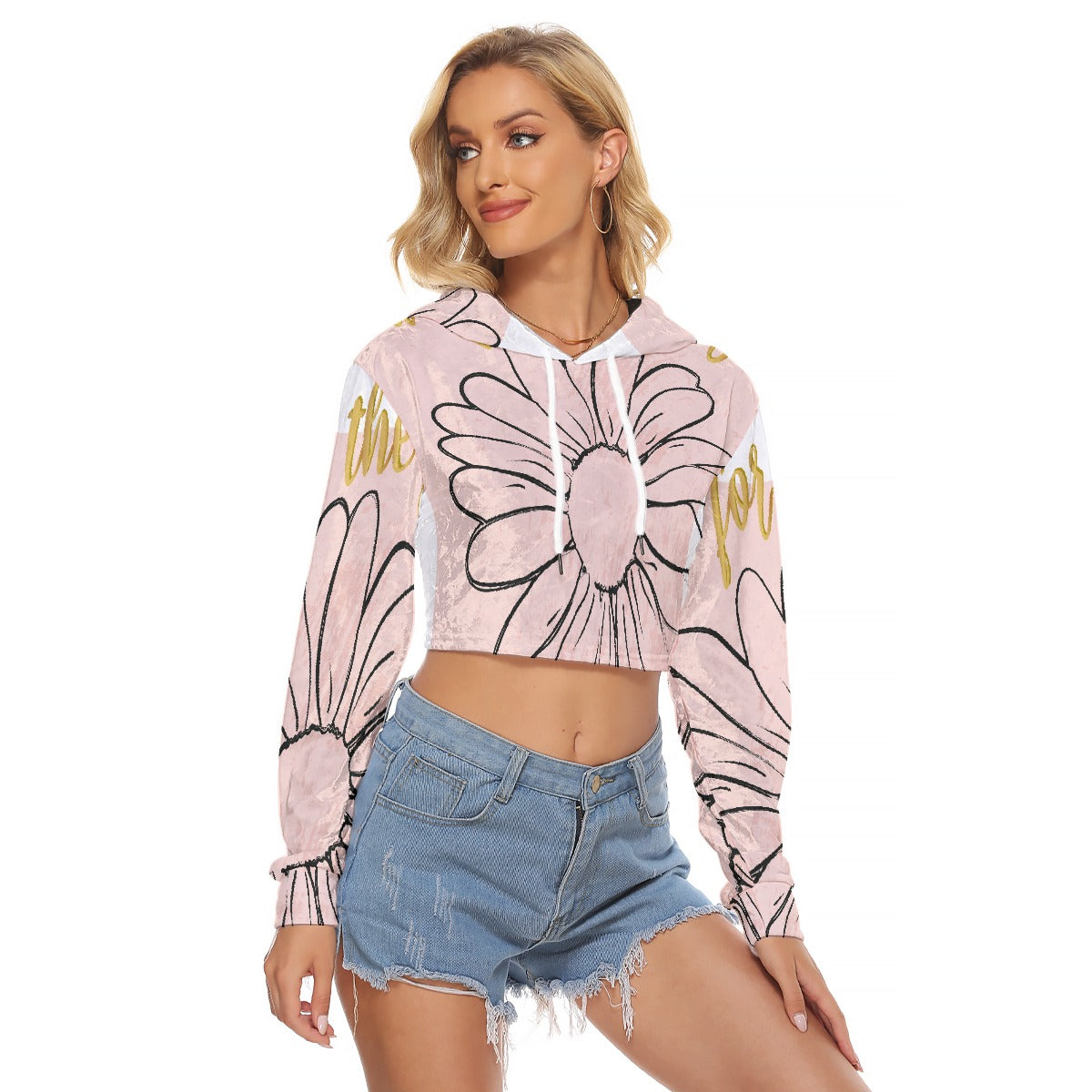 All-Over Print Women's Crop Top Hoodie|Velvet