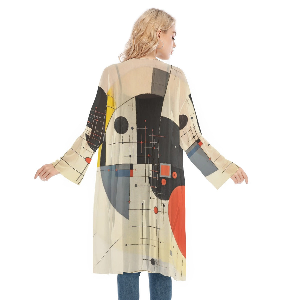 All- Over Print Women's Long Sleeve Mesh Cardigan