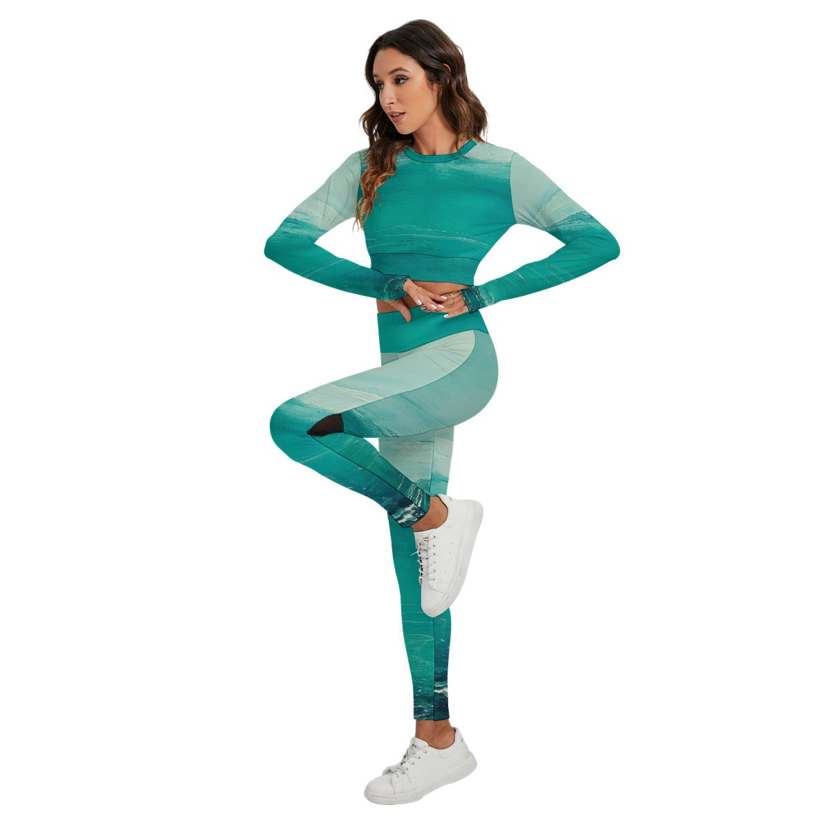 All-Over Print Women's Sport Set With Backless Top And Leggings