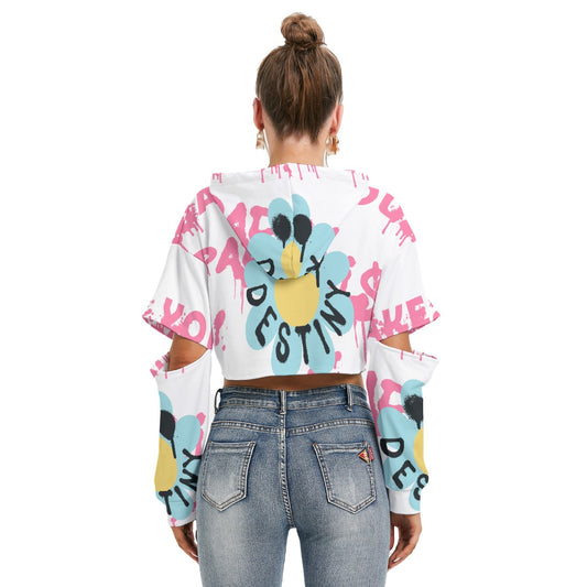 All-Over Print Women's Heavy Fleece Hoodie With Hollow Out Sleeve