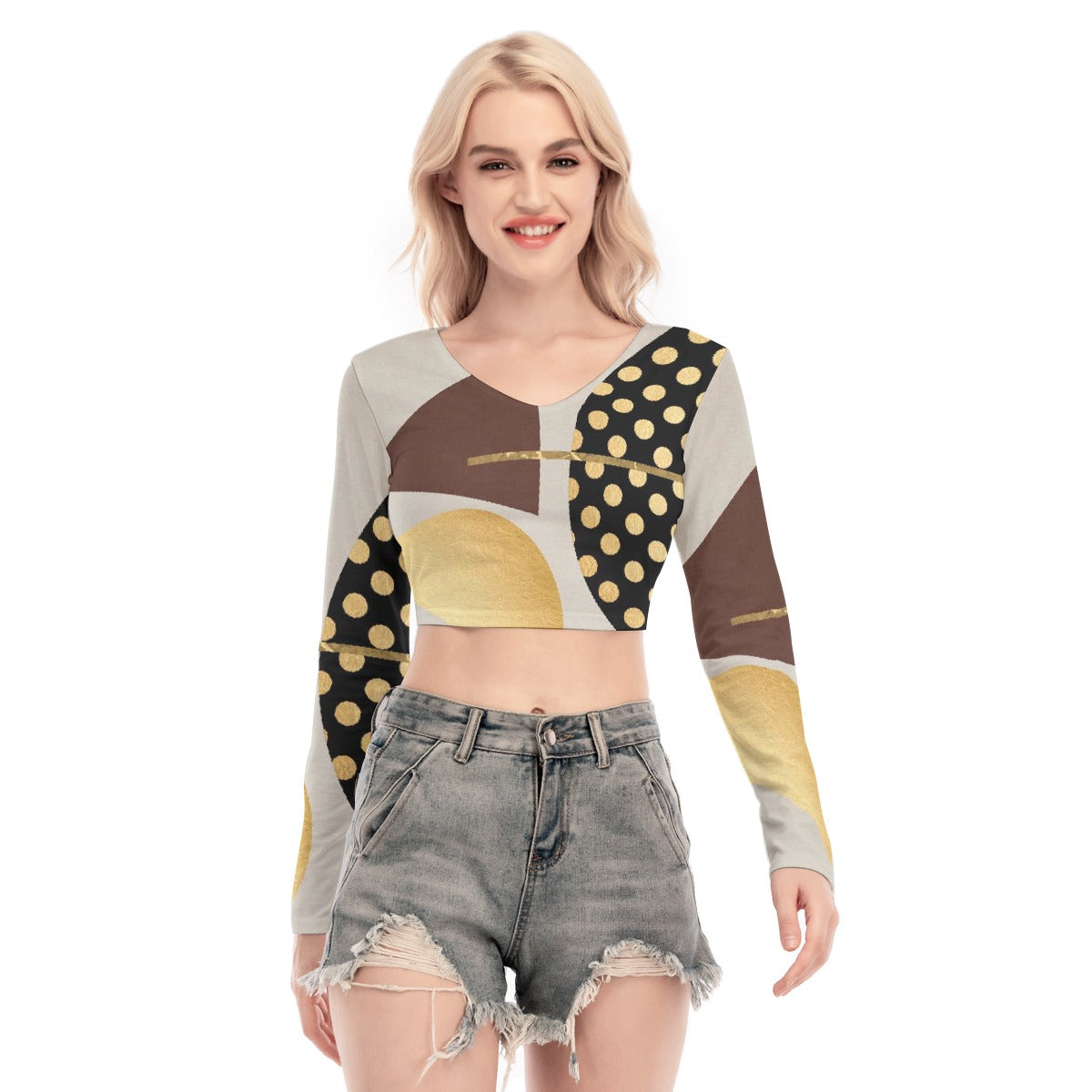 All-Over Print Women's Back Hollow T-shirt With Strap