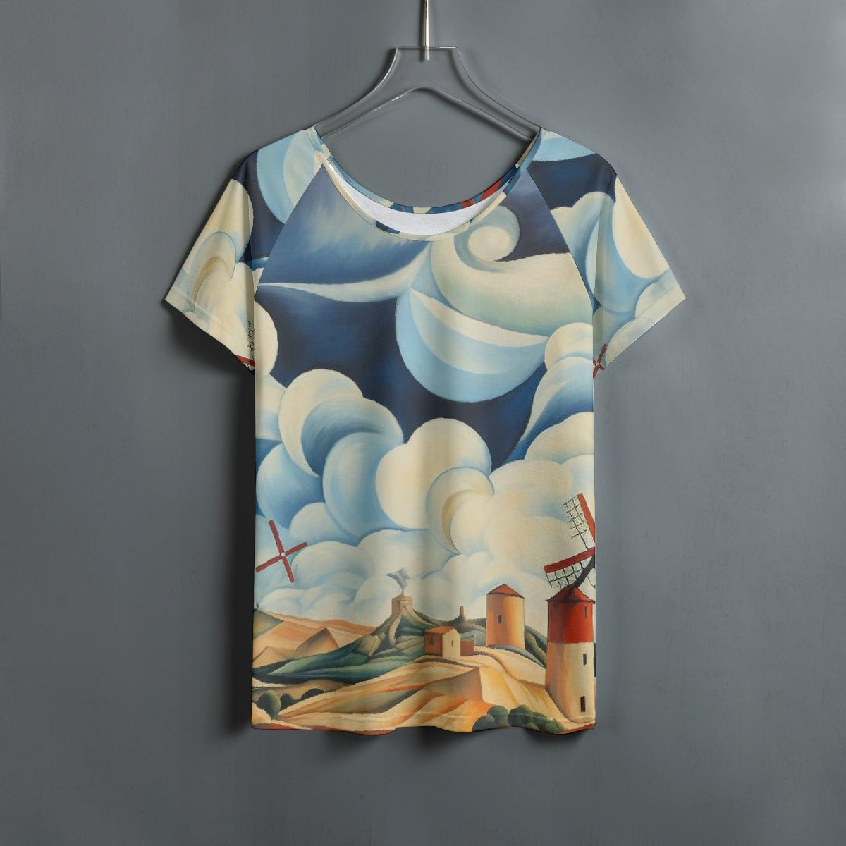 All-Over Print Women's Round Neck T-shirt With Raglan Sleeve