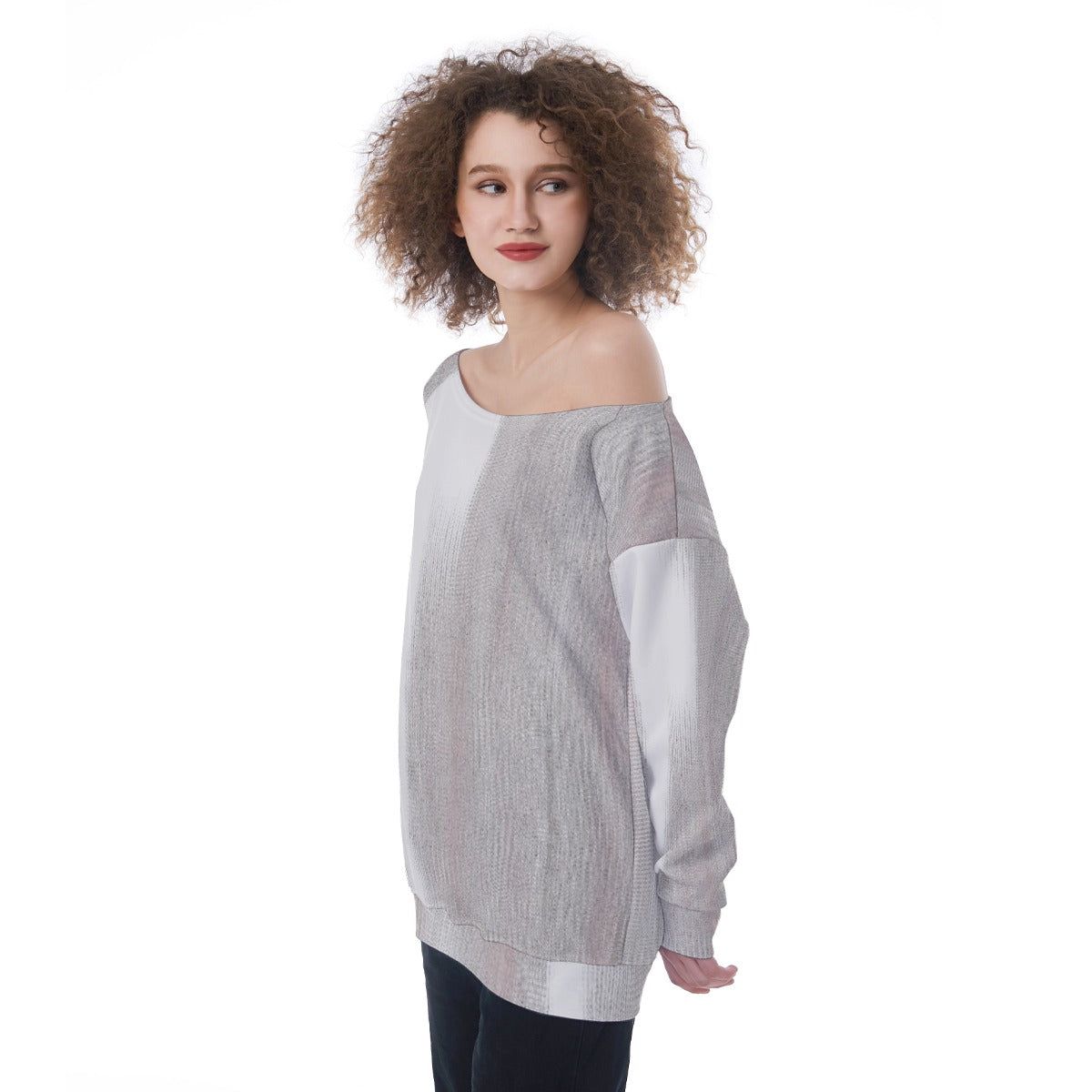 All-Over Print Oversized Women's Off-Shoulder Sweatshirt