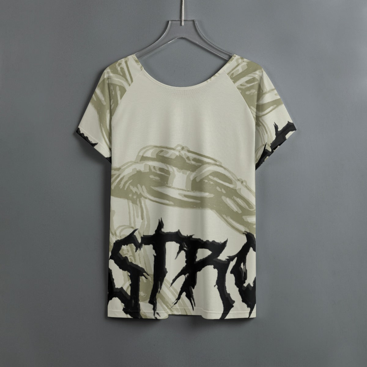 All-Over Print Women's Round Neck T-shirt With Raglan Sleeve