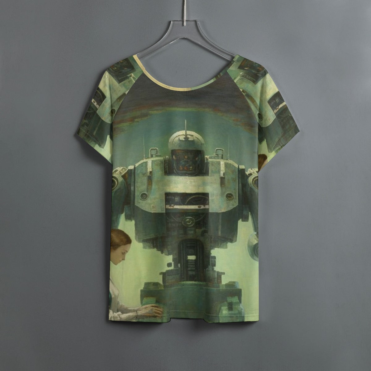 All-Over Print Women's Round Neck T-shirt With Raglan Sleeve