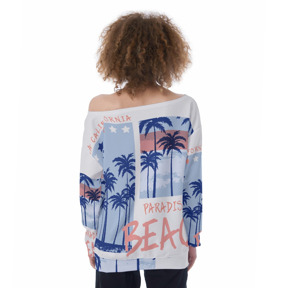 All-Over Print Oversized Women's Off-Shoulder Sweatshirt