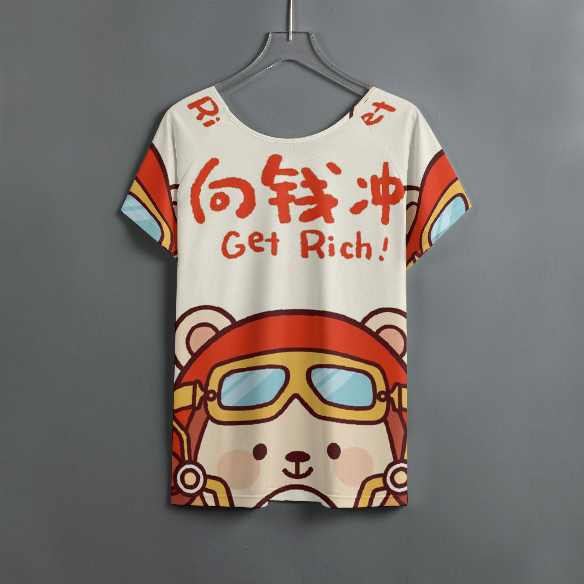 All-Over Print Women's Round Neck T-shirt With Raglan Sleeve