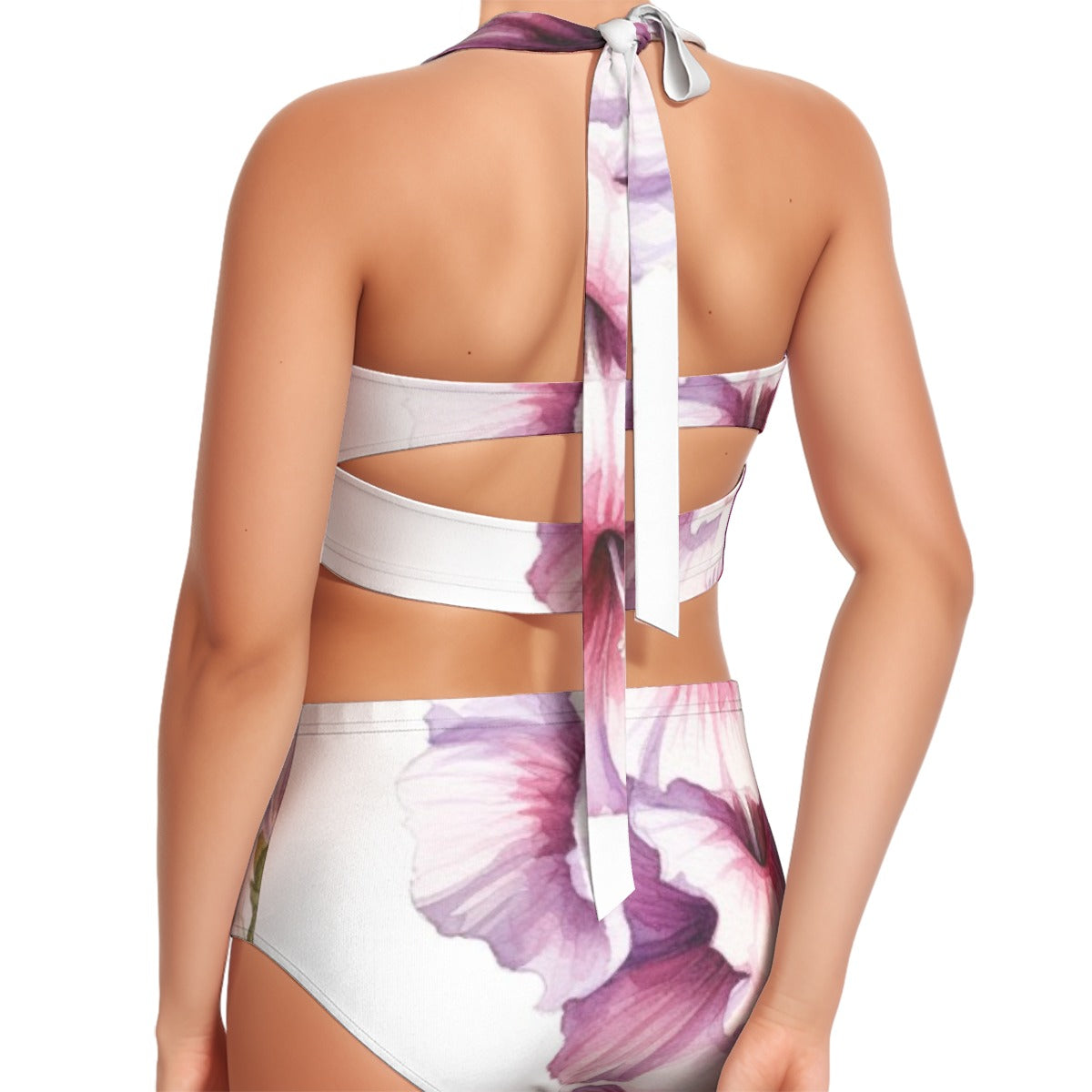 All-Over Print Women's Swimsuit Set With Halter