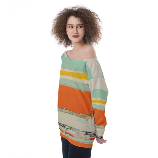 All-Over Print Oversized Women's Off-Shoulder Sweatshirt