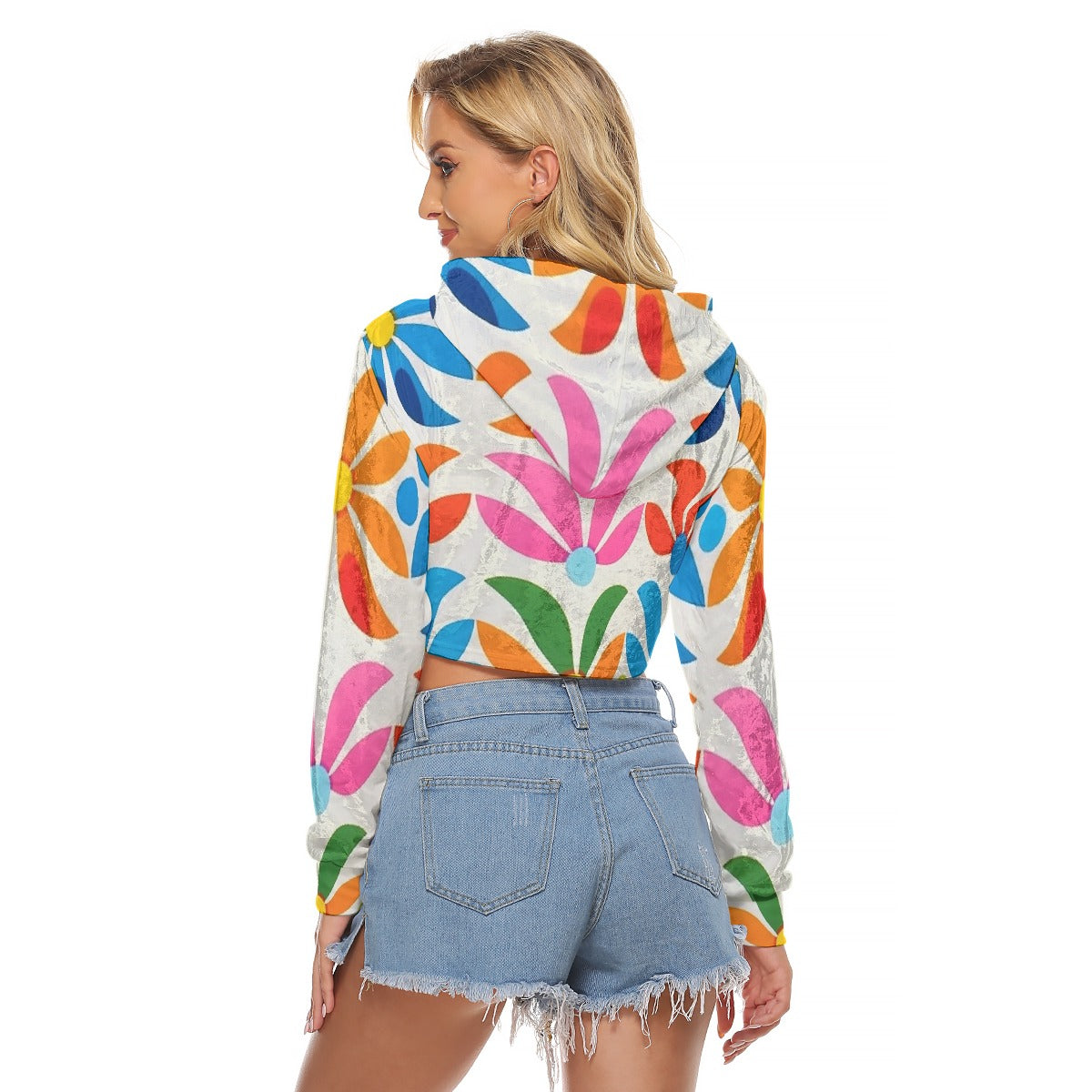 All-Over Print Women's Crop Top Hoodie|Velvet