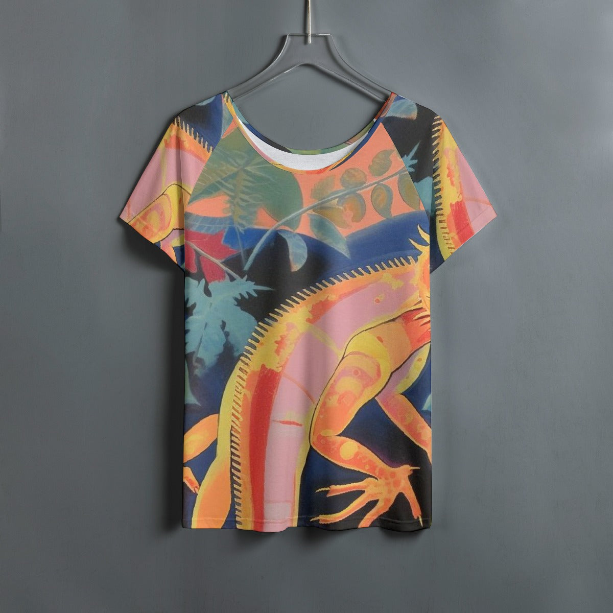 All-Over Print Women's Round Neck T-shirt With Raglan Sleeve