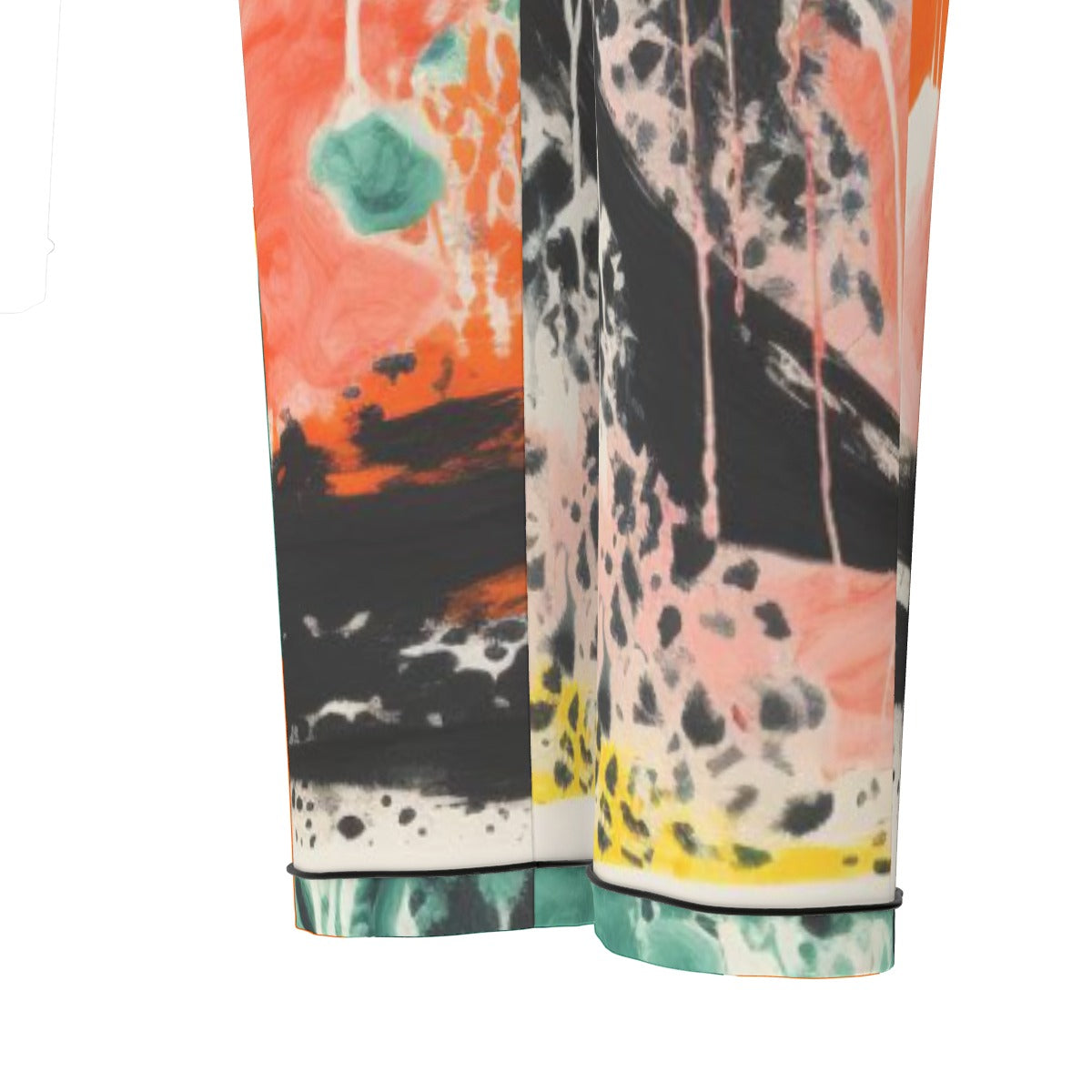 All-Over Print Women's Long Sleeve Pajama Set With Black Contrast Piping