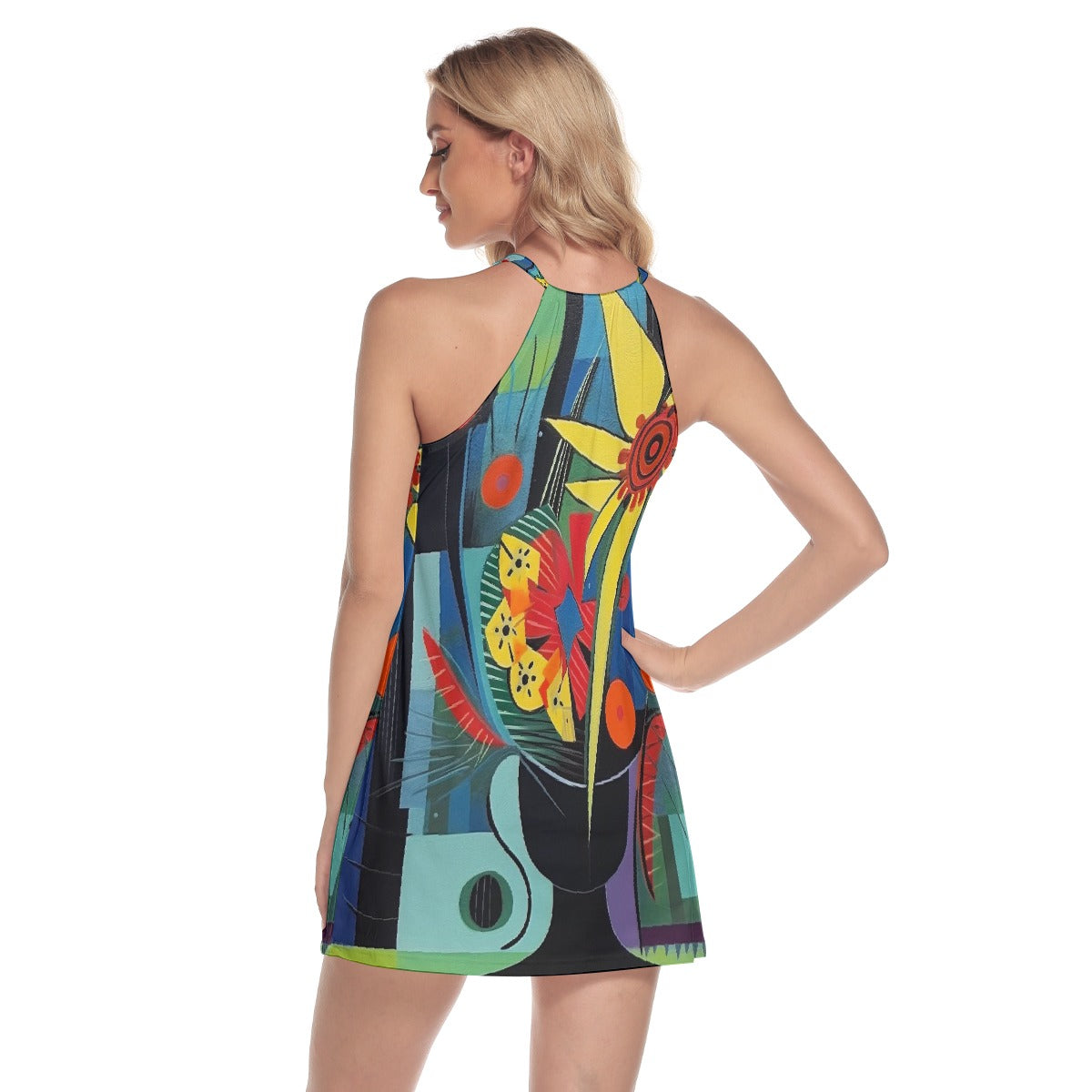 All-Over Print Women's Round Neck Above Knee Dress