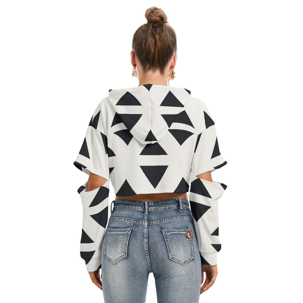 All-Over Print Women's Heavy Fleece Hoodie With Hollow Out Sleeve