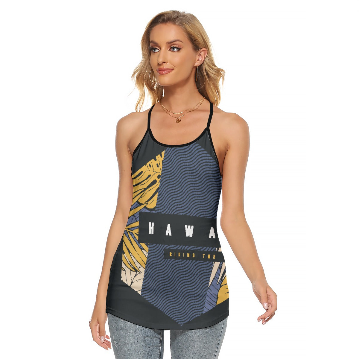 All-Over Print Women's Criss-Cross Open Back Tank Top