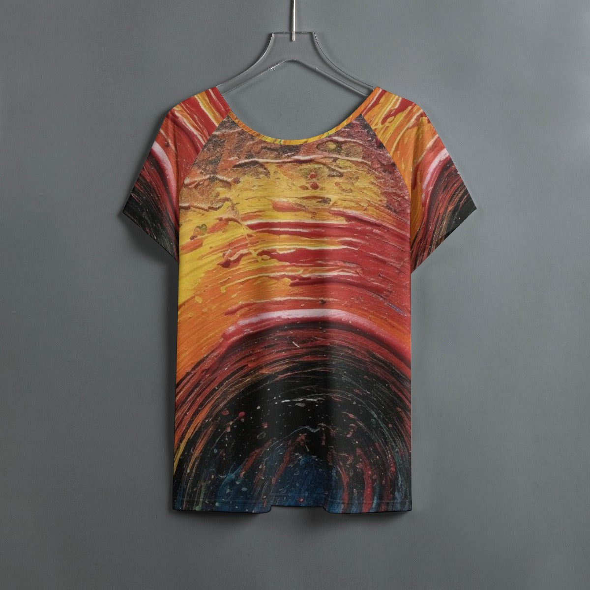 All-Over Print Women's Round Neck T-shirt With Raglan Sleeve