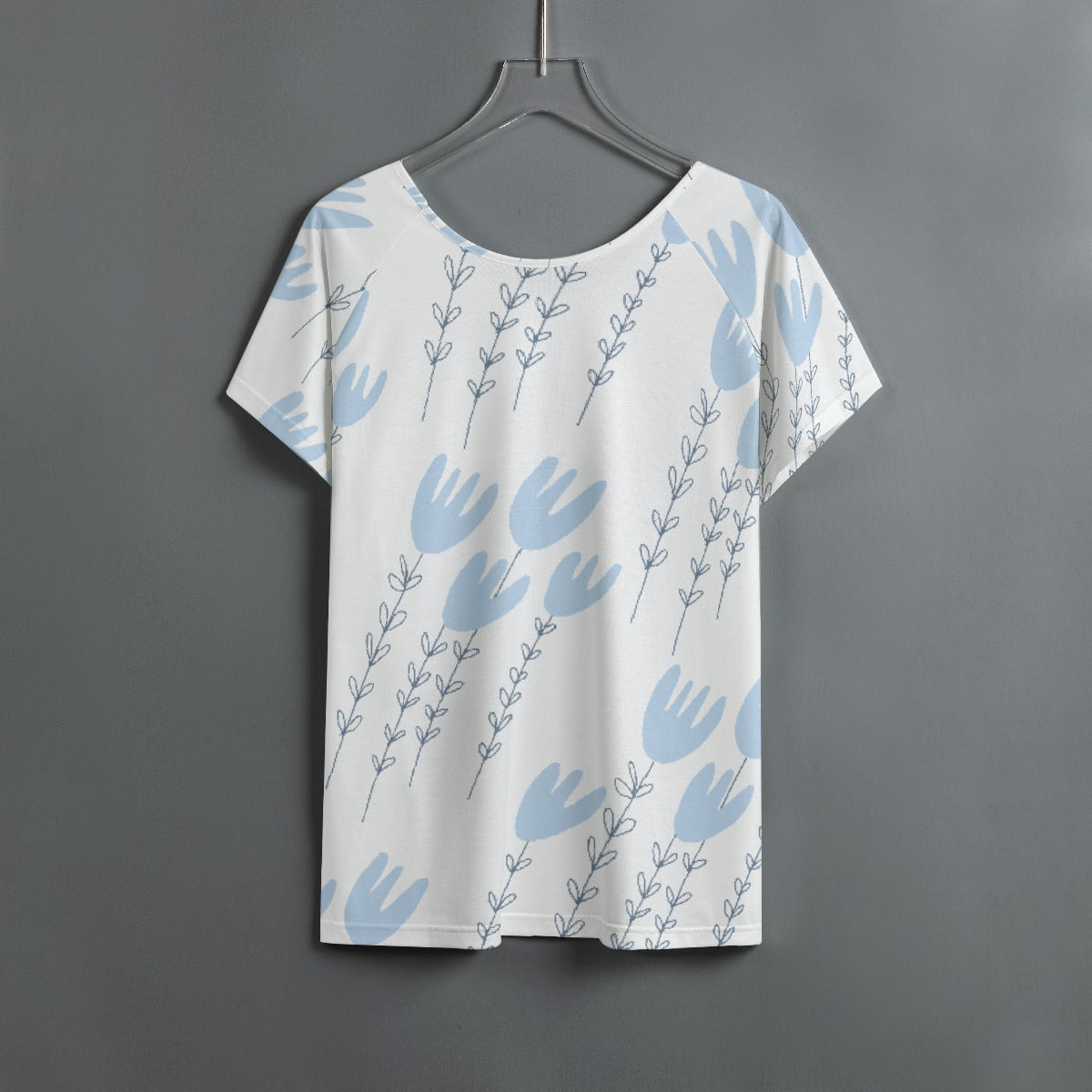 All-Over Print Women's Round Neck T-shirt With Raglan Sleeve