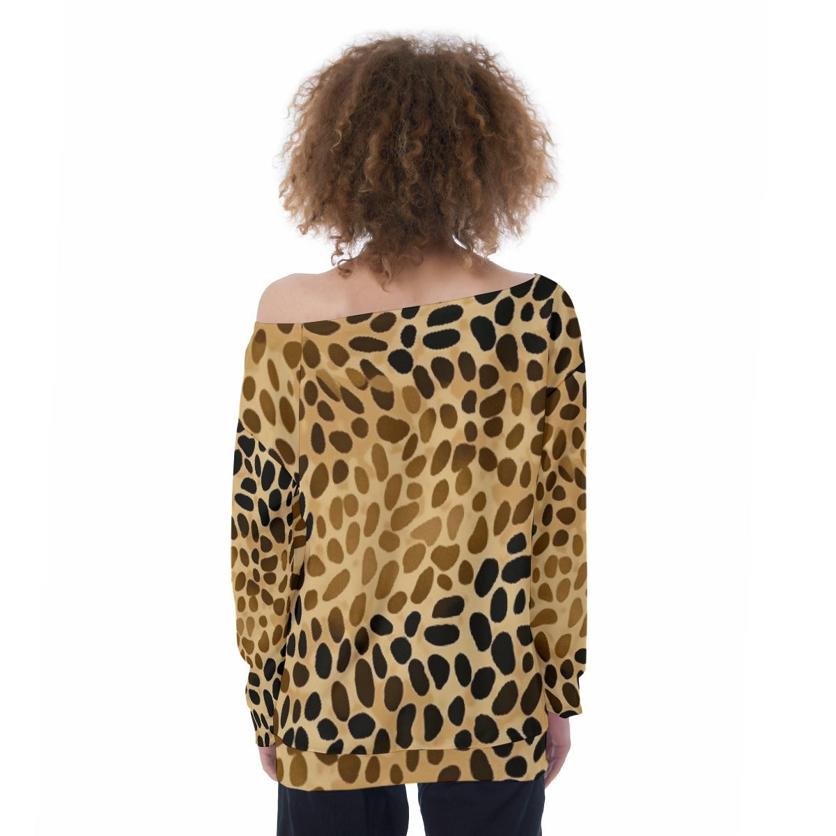 All-Over Print Oversized Women's Off-Shoulder Sweatshirt