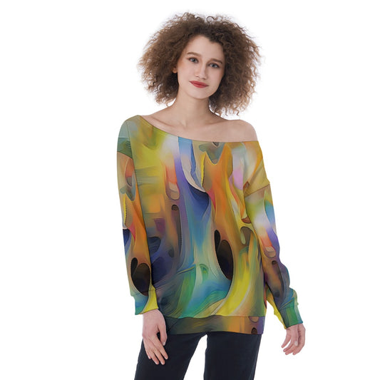 All-Over Print Oversized Women's Off-Shoulder Sweatshirt
