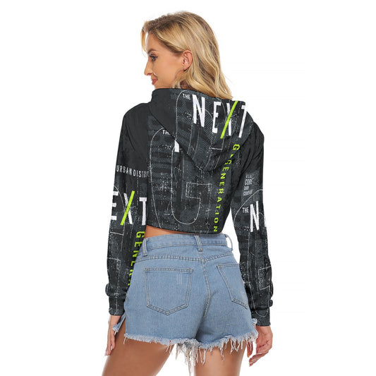 All-Over Print Women's Crop Top Hoodie|Velvet