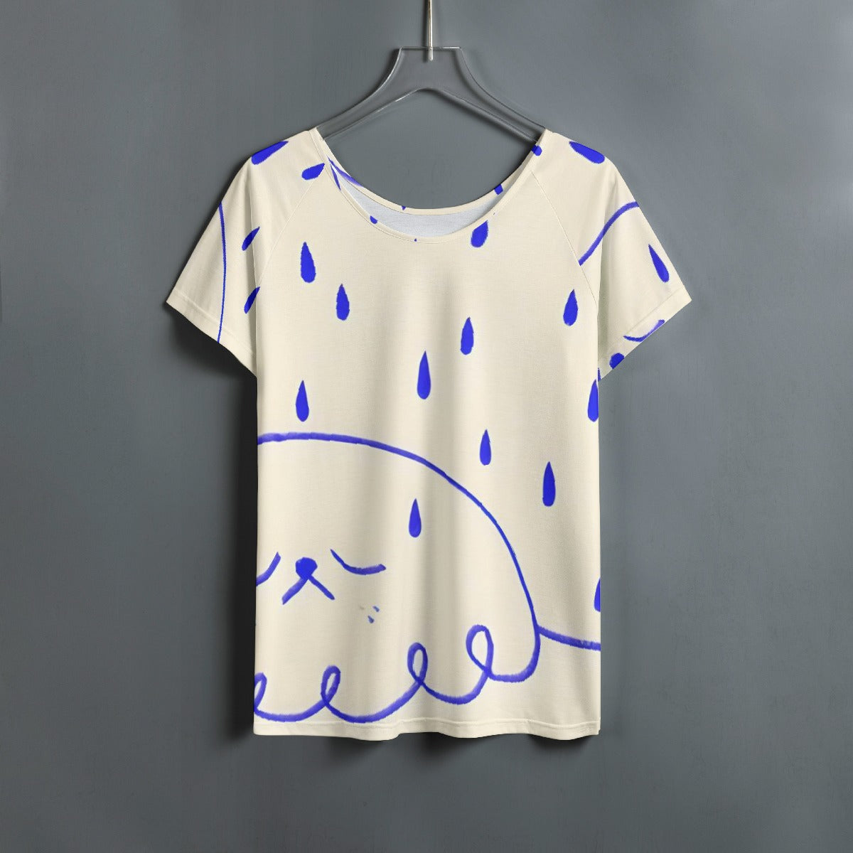 All-Over Print Women's Round Neck T-shirt With Raglan Sleeve