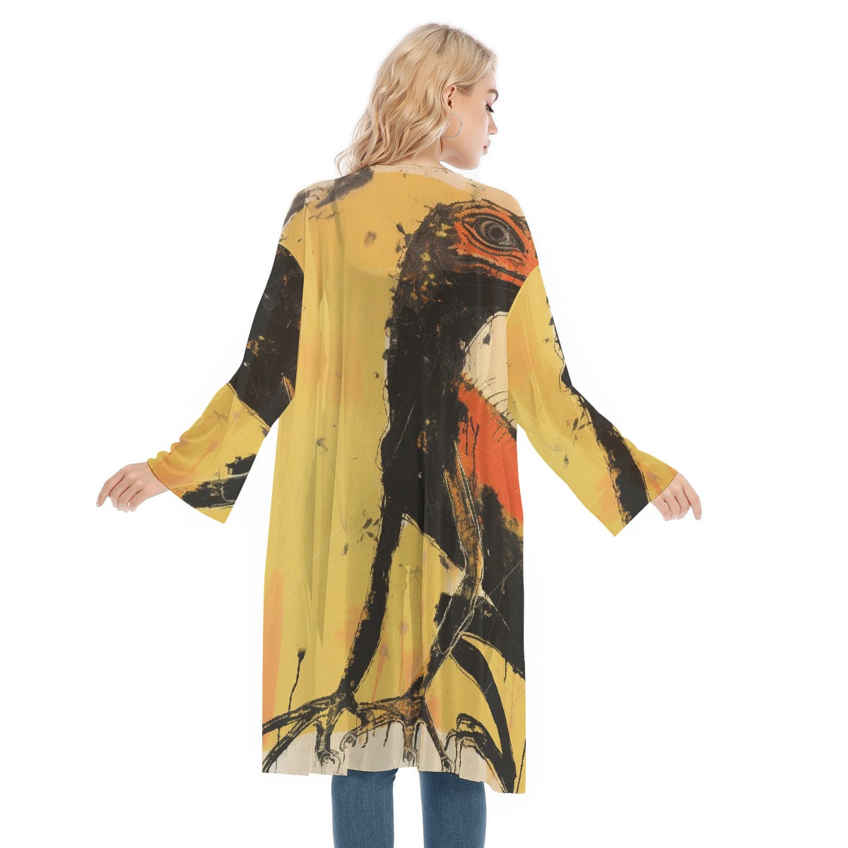 All- Over Print Women's Long Sleeve Mesh Cardigan
