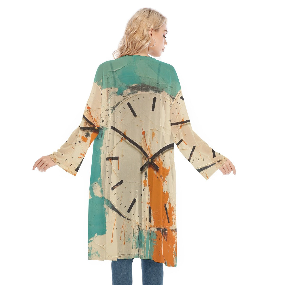 All- Over Print Women's Long Sleeve Mesh Cardigan