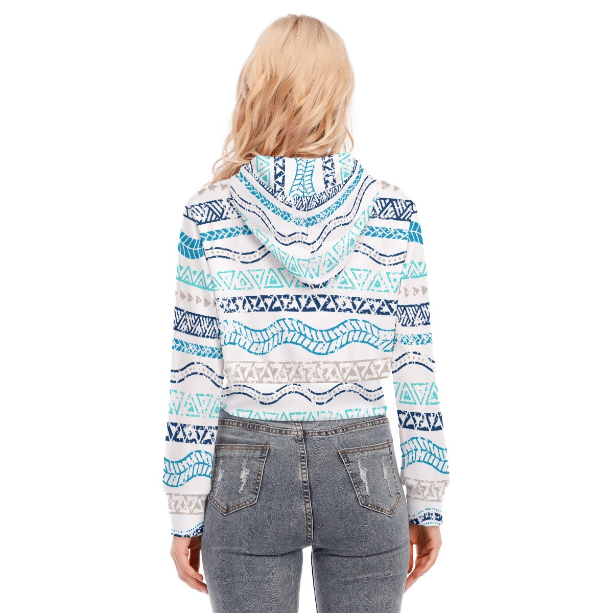 All-Over Print Women's Crop Top Hoodie With Zipper Closure
