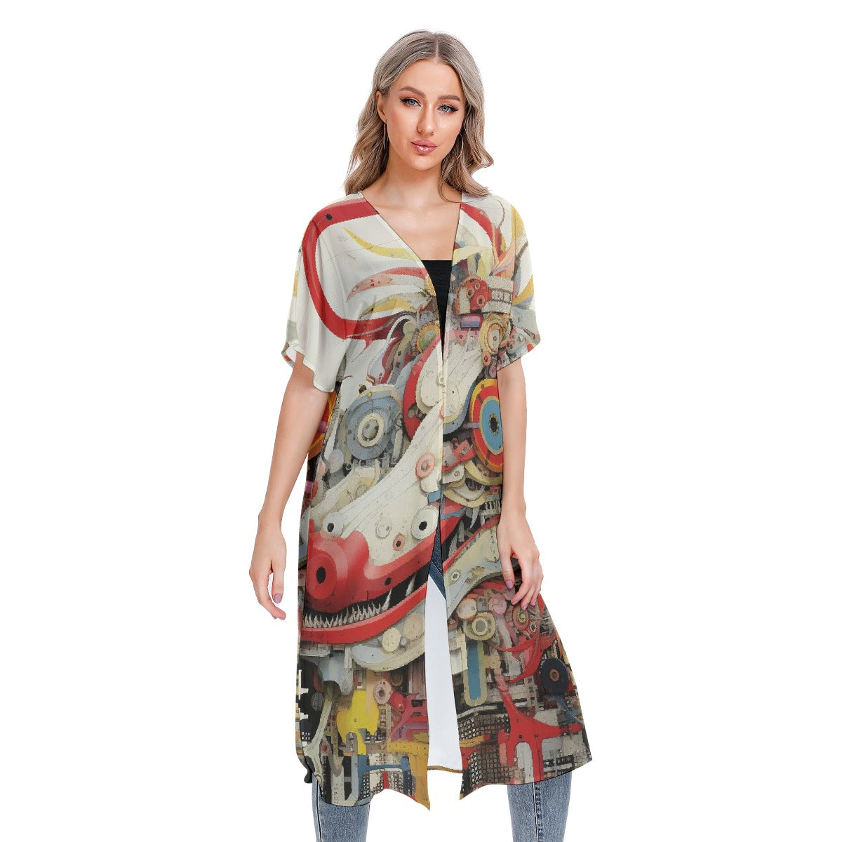 All-Over Print Women's Short Sleeve Cardigan