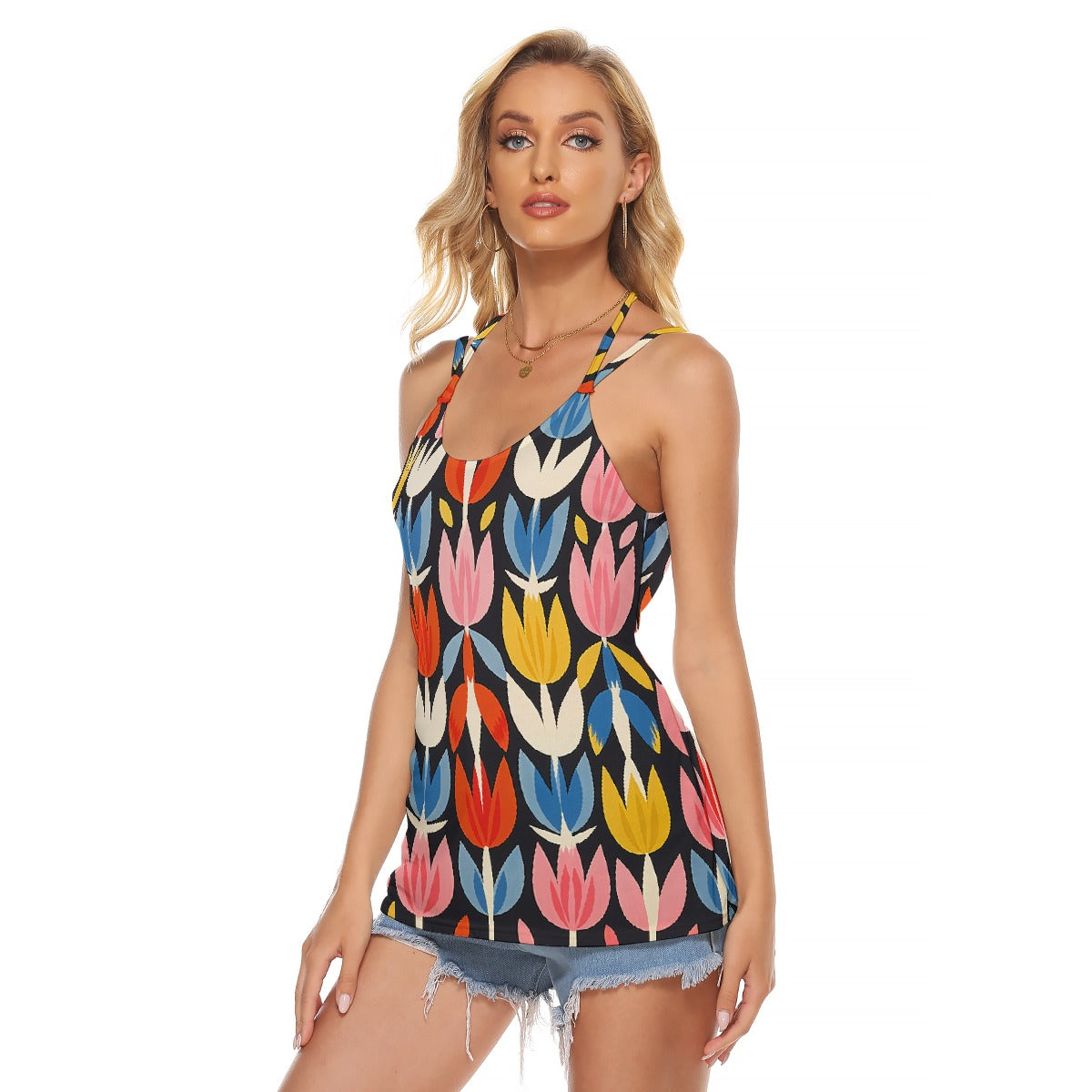 All-Over Print Women's Halter Top With Backless