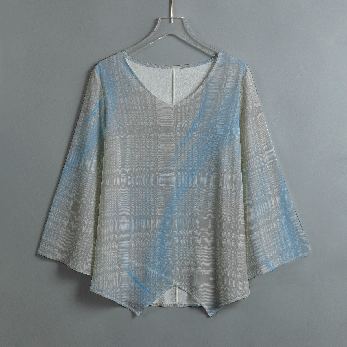 All-Over Print Women's V-neck T-shirt With Irregular Hem