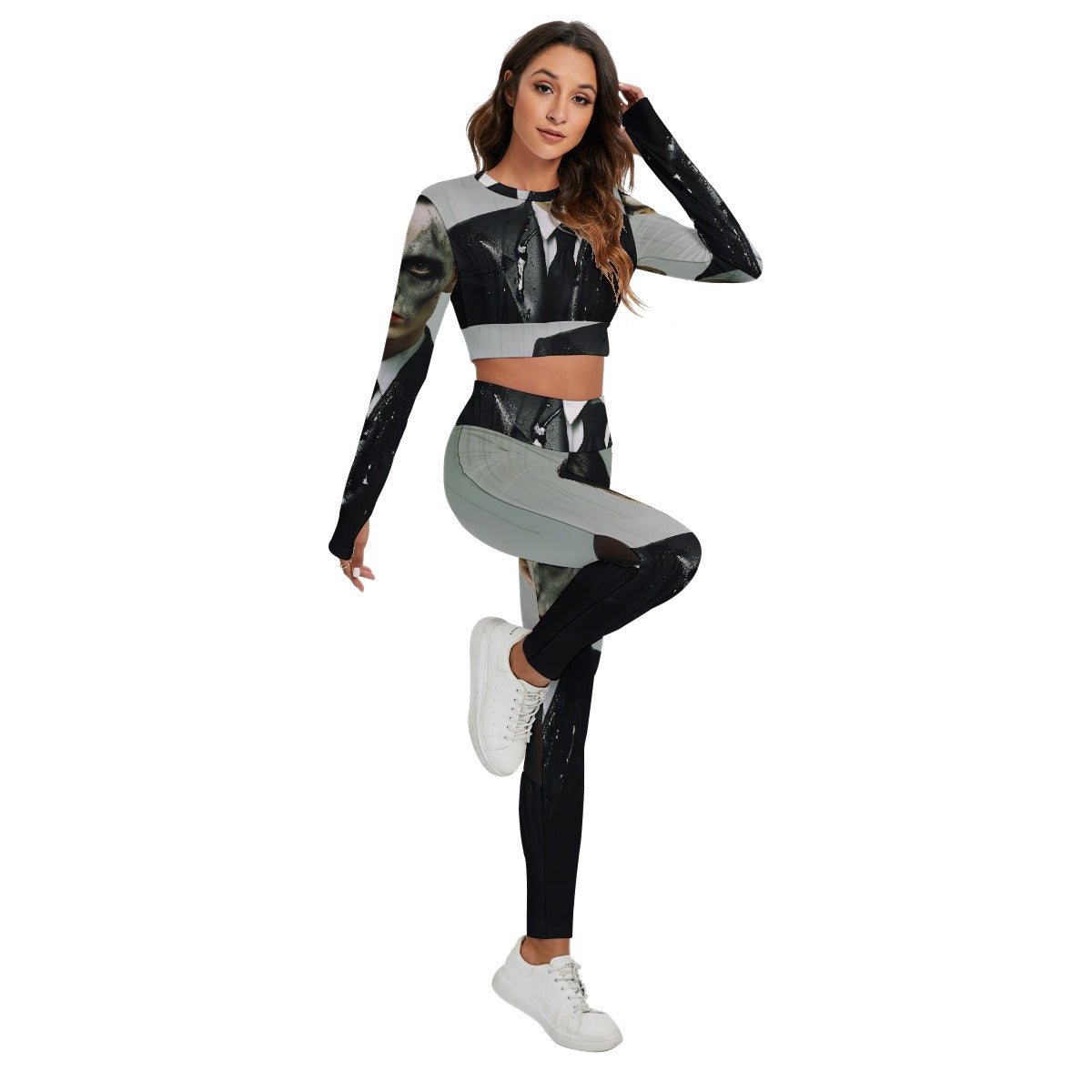 All-Over Print Women's Sport Set With Backless Top And Leggings